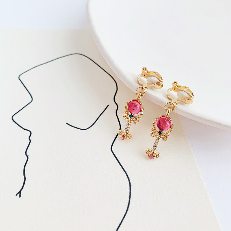 pink crystal key earrings pink crystal key earrings