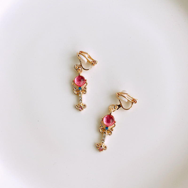 pink crystal key earrings pink crystal key earrings