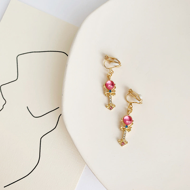 pink crystal key earrings pink crystal key earrings
