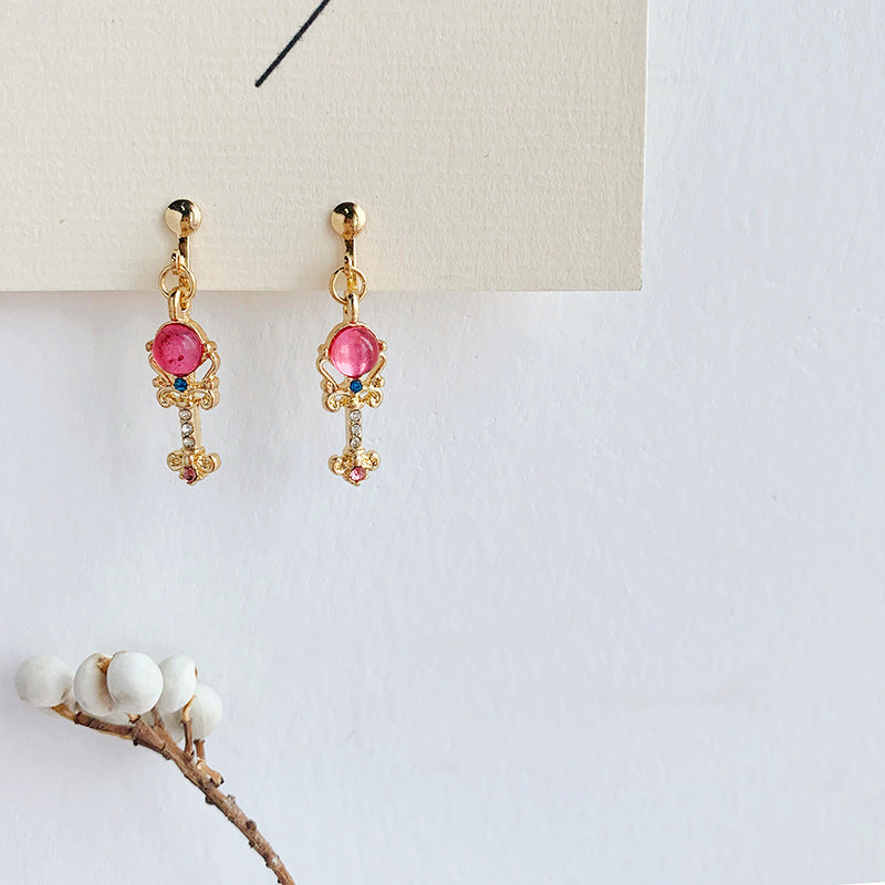 pink crystal key earrings pink crystal key earrings