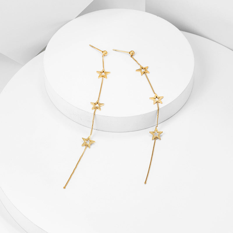 star tassel titanium steel earrings star tassel titanium steel earrings