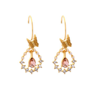 elegant retro butterfly drop earrings