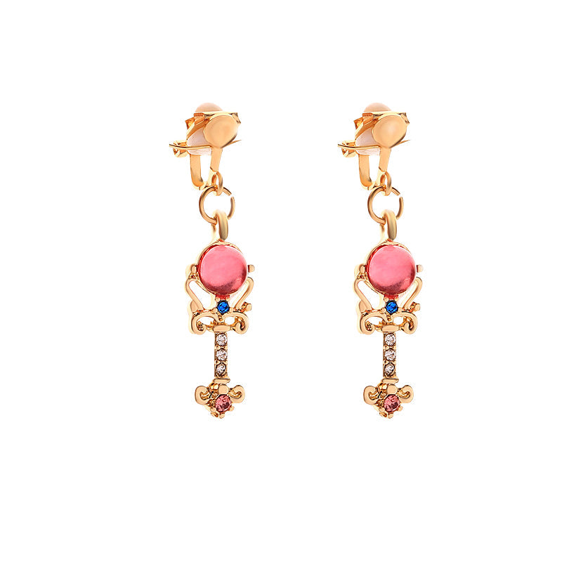 pink crystal key earrings pink crystal key earrings