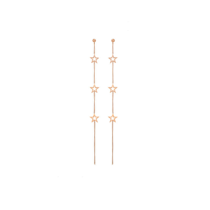 star tassel titanium steel earrings star tassel titanium steel earrings