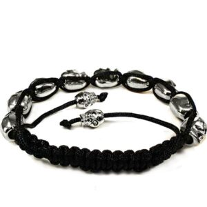 10mm 9 silver color skulls stone bead bracelet