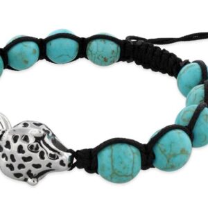 10mm turquoise w/ steel panthers stone bead shamballa bracelet