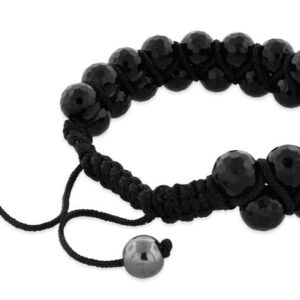 8mm faceted black agate beads 2 layer shamballa bracelet