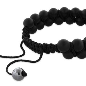 8mm matte black bead 2 layer shamballa bracelet
