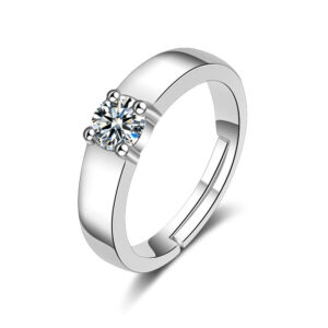 4 prong simulated moissanite diamond ring (unisex), 50 point, crown setting