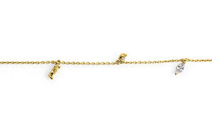 solid 14k yellow gold marquise & round cz bracelet