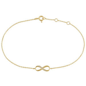 solid 14k yellow gold cz infinity bracelet