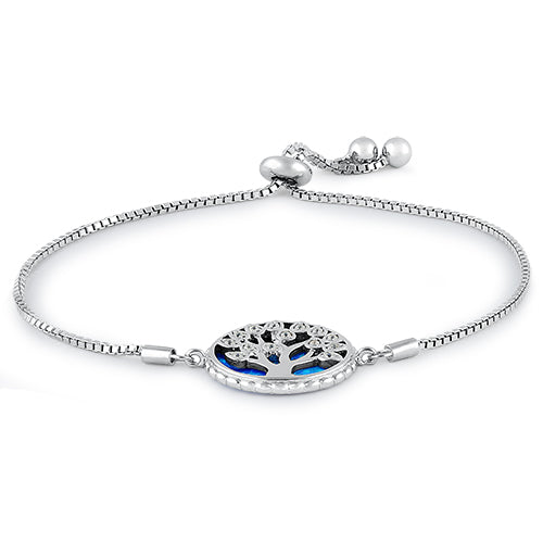 sterling silver adjustable tree of life blue lab opal & clear cz box chain bracelet sterling silver adjustable tree of life blue lab opal & clear cz box chain bracelet