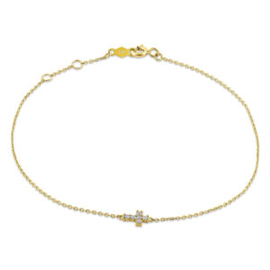solid 14k yellow gold cross diamond bracelet