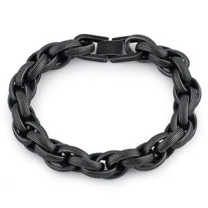 black stainless steel chain link bracelet