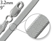 sterling silver 9" magic herringbone chain bracelet/anklet 3.2mm