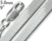 sterling silver 9" magic herringbone chain bracelet/anklet 5.0mm
