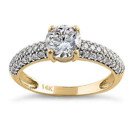 solid 14k yellow gold noble round clear cz engagement ring solid 14k yellow gold noble round clear cz engagement ring