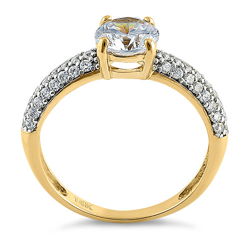 solid 14k yellow gold noble round clear cz engagement ring solid 14k yellow gold noble round clear cz engagement ring