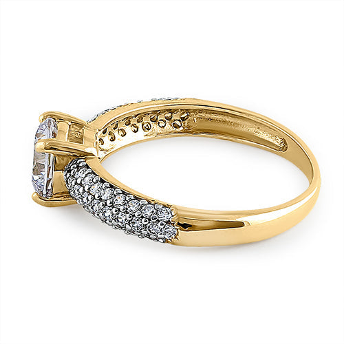 solid 14k yellow gold noble round clear cz engagement ring solid 14k yellow gold noble round clear cz engagement ring
