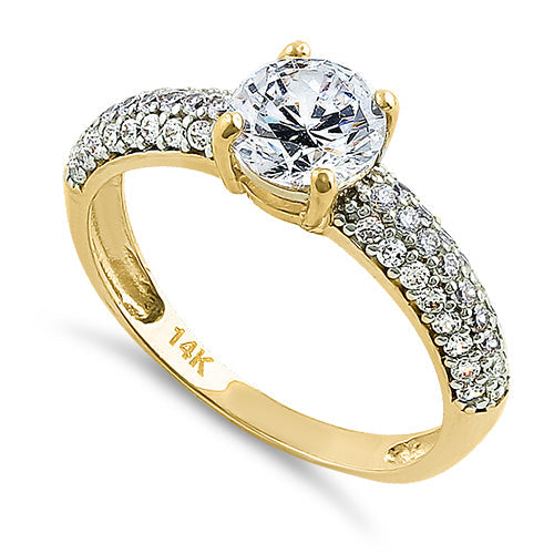solid 14k yellow gold noble round clear cz engagement ring solid 14k yellow gold noble round clear cz engagement ring