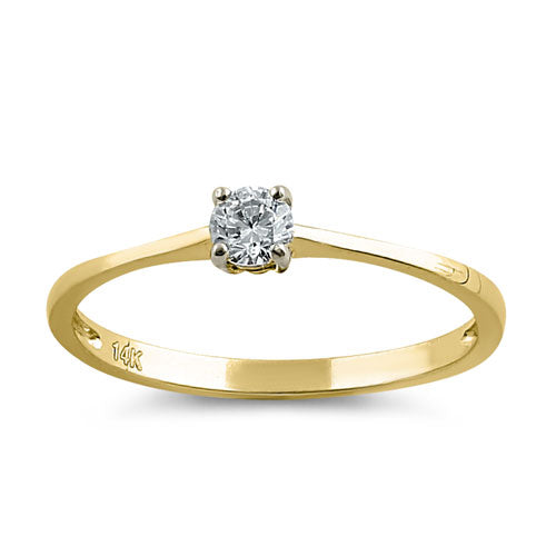 solid 14k gold small solitaire cz ring solid 14k gold small solitaire cz ring
