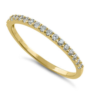 solid 14k gold half eternity cz ring