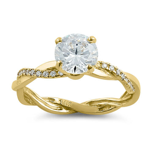 solid 14k gold twisted solitaire cz ring solid 14k gold twisted solitaire cz ring