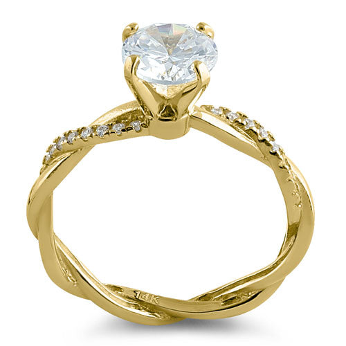 solid 14k gold twisted solitaire cz ring solid 14k gold twisted solitaire cz ring