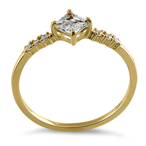 solid 14k yellow gold simple princess cut cz ring solid 14k yellow gold simple princess cut cz ring