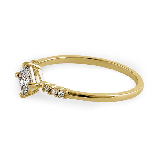 solid 14k yellow gold simple princess cut cz ring solid 14k yellow gold simple princess cut cz ring