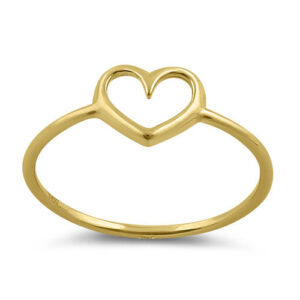 solid 14k gold simple open heart ring