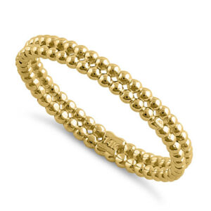 solid 14k yellow gold stacked bead ring