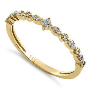 solid 14k yellow gold simple round clear cz ring