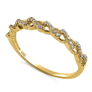 solid 14k yellow gold half eternity twist round cz ring