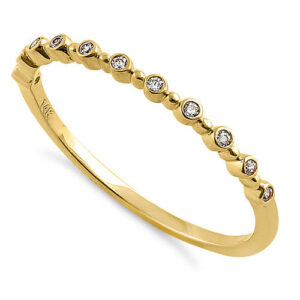 solid 14k yellow gold half eternity round cz ring