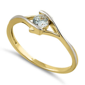 solid 14k yellow gold cz ring