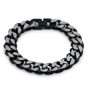 stainless steel curb ip black link bracelet