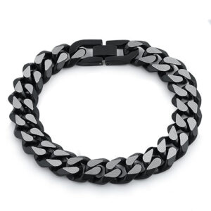 stainless steel curb ip black link bracelet