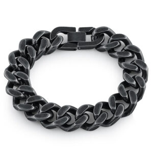 black stainless steel thick curb bracelet