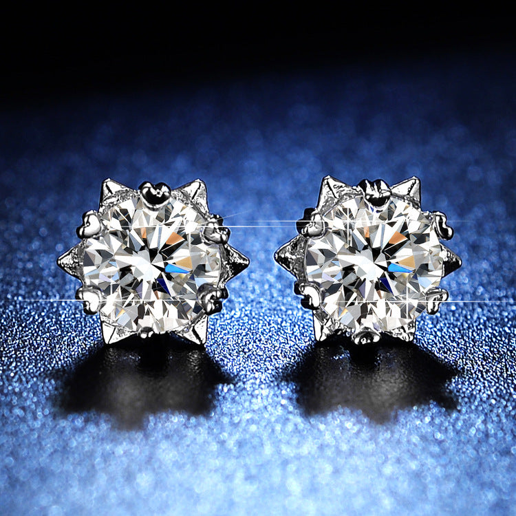 women's 1 carat moissanite snowflake earrings with six prong setting women's 1 carat moissanite snowflake earrings with six prong setting