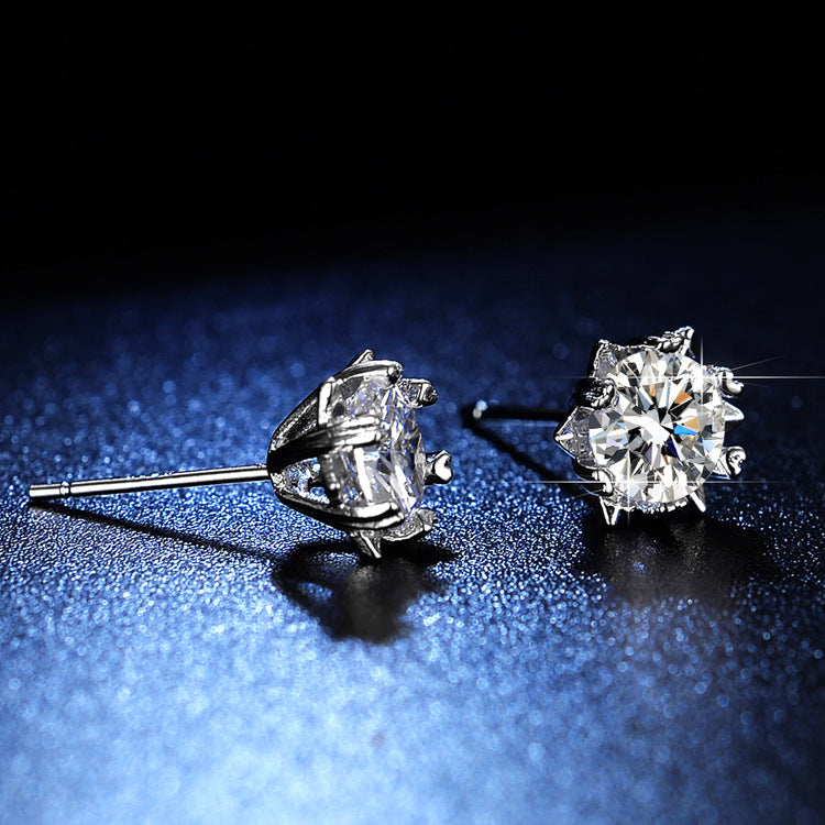 women's 1 carat moissanite snowflake earrings with six prong setting women's 1 carat moissanite snowflake earrings with six prong setting