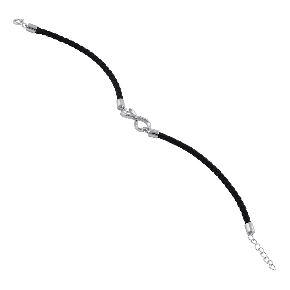 sterling silver black leather infinity cz bracelet sterling silver black leather infinity cz bracelet