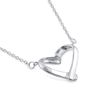 sterling silver 16mm x 18.5mm ribbon heart necklace