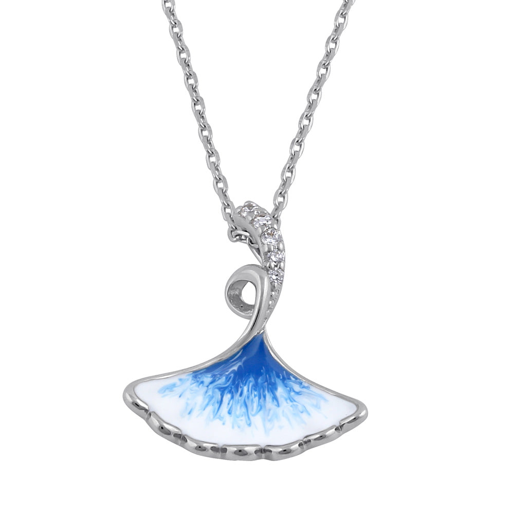 sterling silver blue and white enamel shell cz necklace sterling silver blue and white enamel shell cz necklace
