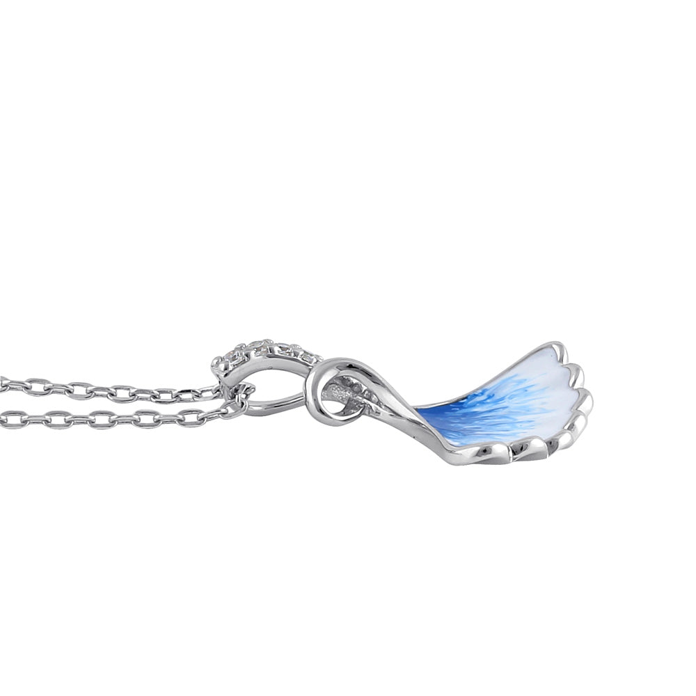 sterling silver blue and white enamel shell cz necklace sterling silver blue and white enamel shell cz necklace