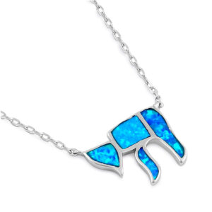 sterling silver blue lab opal health symbol necklace