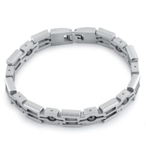 stainless steel beaded cross link bracelet