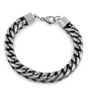 stainless steel antique finish curb bracelet