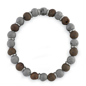 stainless steel brown and gray druzy bead bracelet
