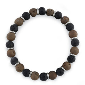 stainless steel black and brown druzy bead bracelet